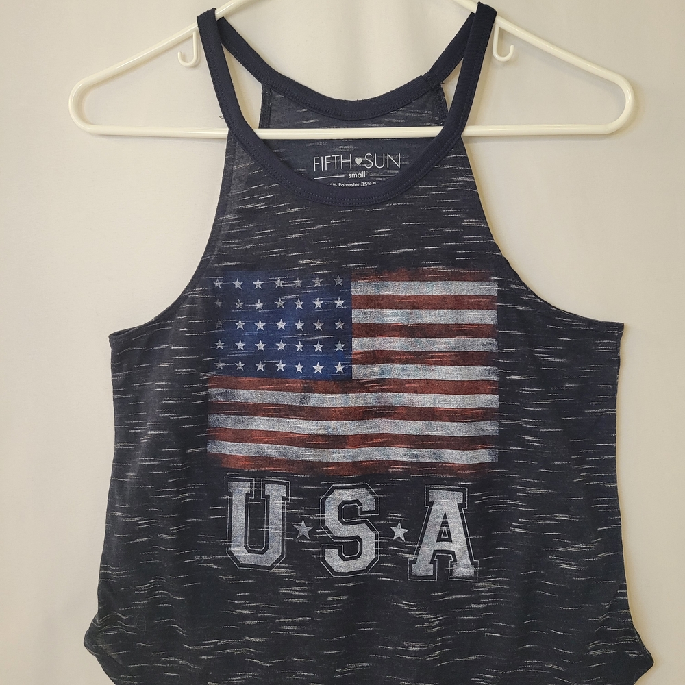 Fifth Sun Navy USA Flag Tank Top